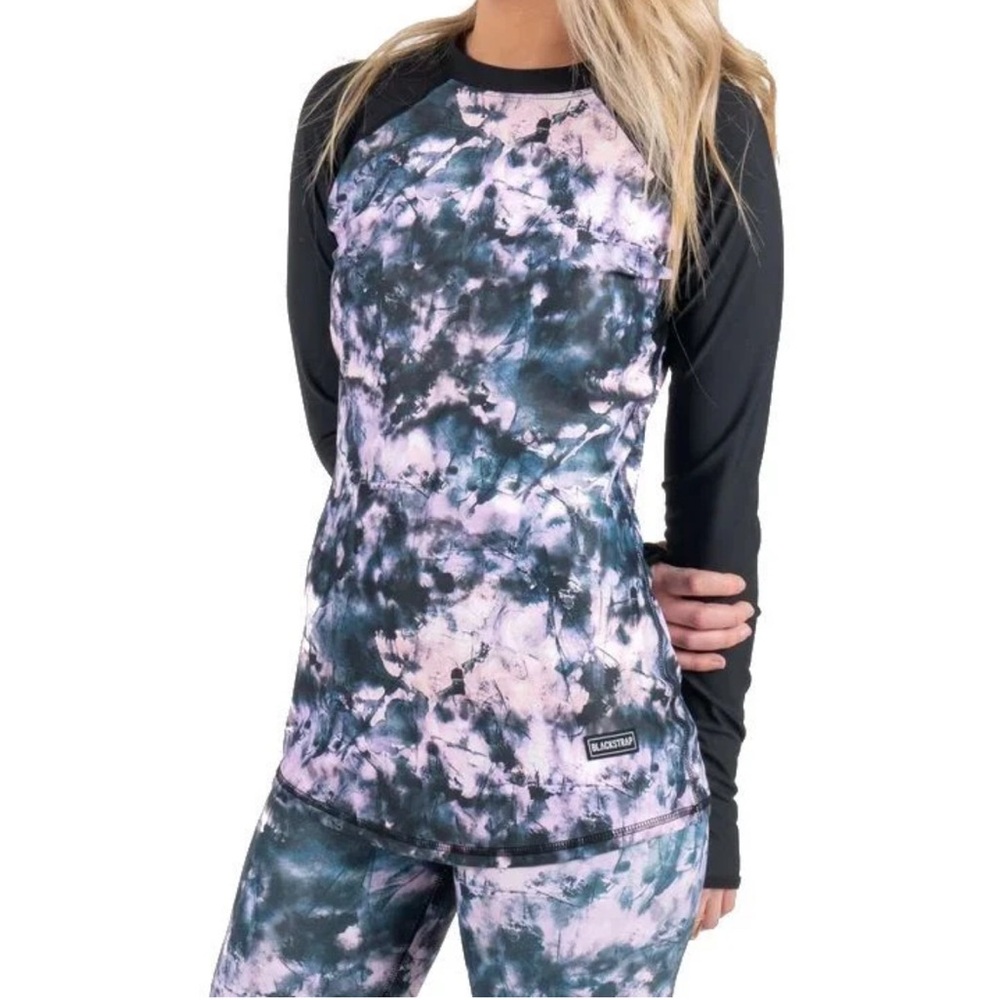 BlackStrap Women's Tie-Dye Base Layer Top in Pink/Black